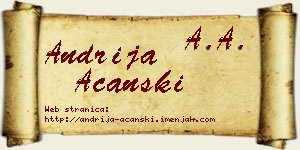 Andrija Ačanski vizit kartica